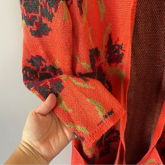 J. Peterman Monhegan Orange Floral Cardigan - Picture 3 of 10